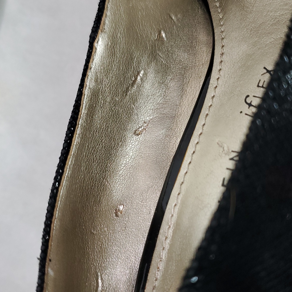 Anne Klein Womens Dyna Size 7 Black Leather Slip On Peep Toe 4" Heel Pumps - Picture 15 of 15